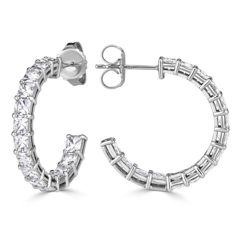 3.76ct Pixel Cut Diamond Hoop Earrings in 18K White Gold