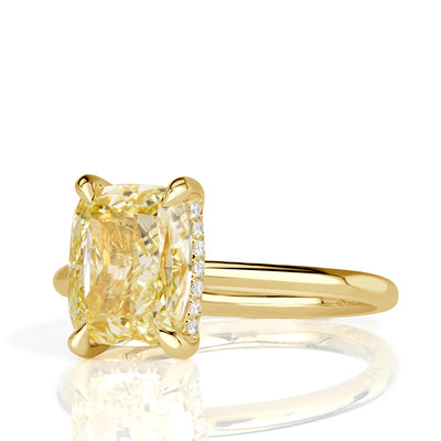 2.70ct Fancy Yellow Cushion Cut Diamond Engagement Ring