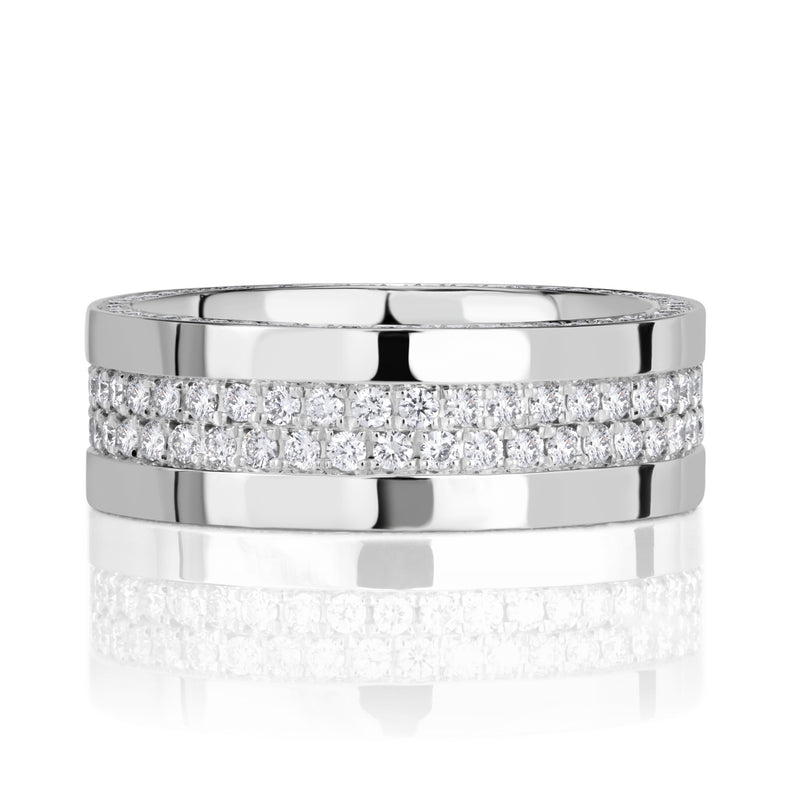 1.90ct Round Brilliant Cut Diamond Mens Wedding Band in 18K White Gold