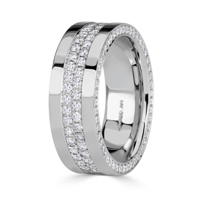 1.90ct Round Brilliant Cut Diamond Mens Wedding Band in 18K White Gold