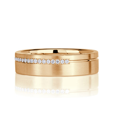 0.21 Round Brilliant Cut Diamond Mens Wedding Band in 18K Yellow Gold