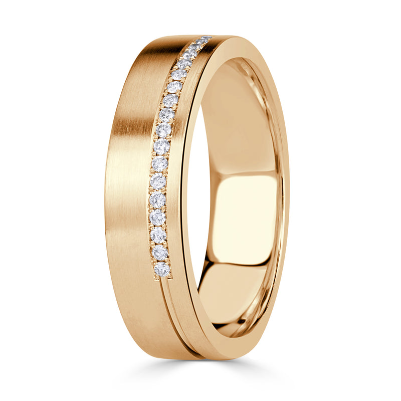 0.21 Round Brilliant Cut Diamond Mens Wedding Band in 18K Yellow Gold