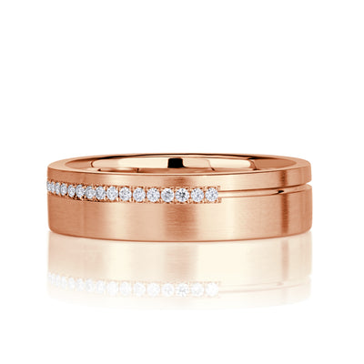 0.21 Round Brilliant Cut Diamond Mens Wedding Band in 18K Rose Gold