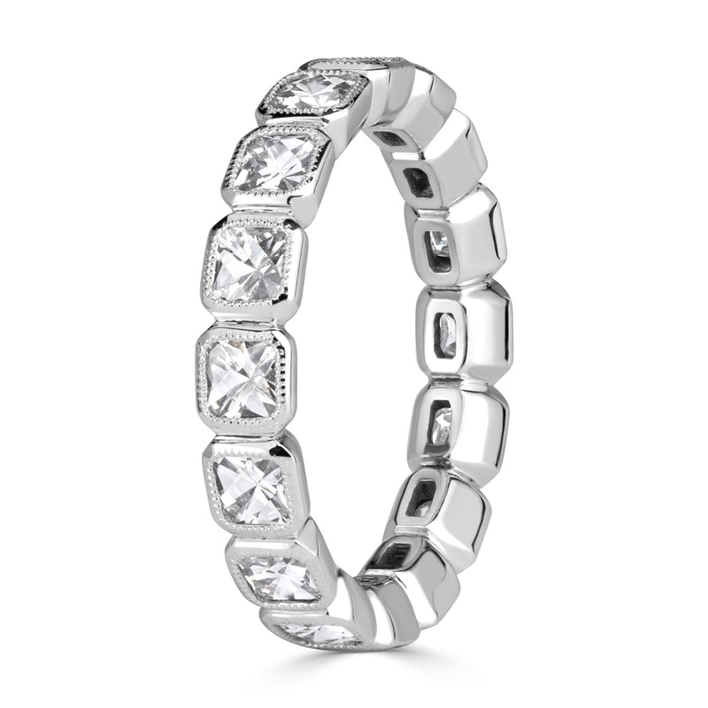 1.79ct Pixel Cut Diamond Bezel Set Eternity Band in 18K White Gold