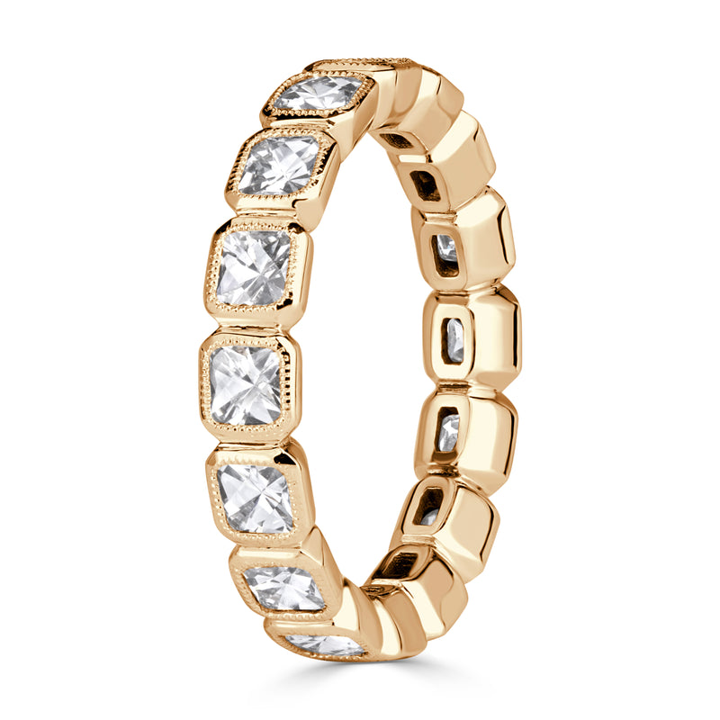 1.79ct Pixel Cut Diamond Bezel Set Eternity Band in 18K Champagne Yellow Gold