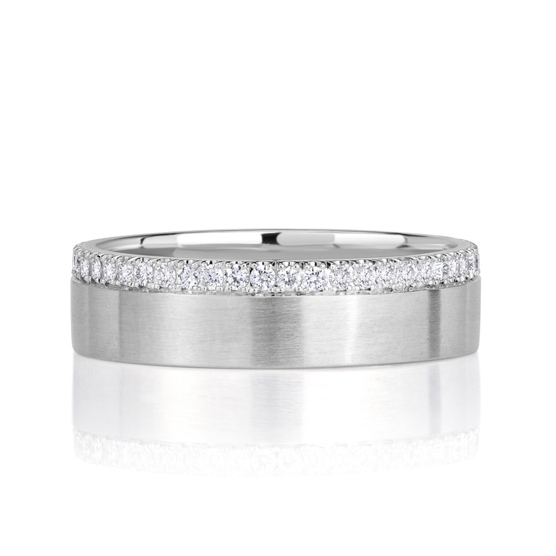 0.52ct Round Brilliant Cut Diamond Mens Wedding Band in 18K White Gold