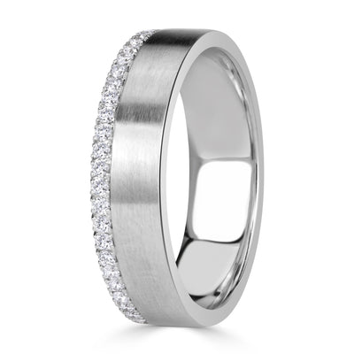 0.52ct Round Brilliant Cut Diamond Mens Wedding Band in 18K White Gold