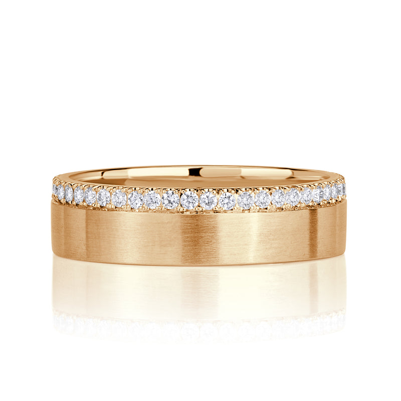 0.52ct Round Brilliant Cut Diamond Mens Wedding Band in 18K Yellow Gold