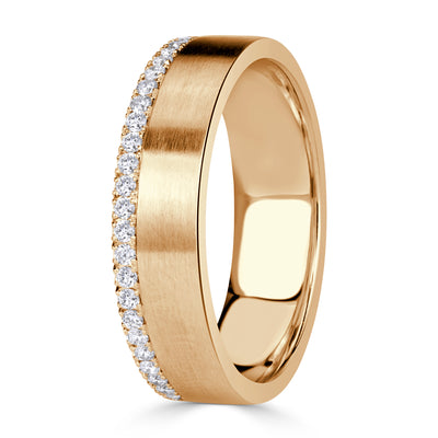 0.52ct Round Brilliant Cut Diamond Mens Wedding Band in 18K Yellow Gold