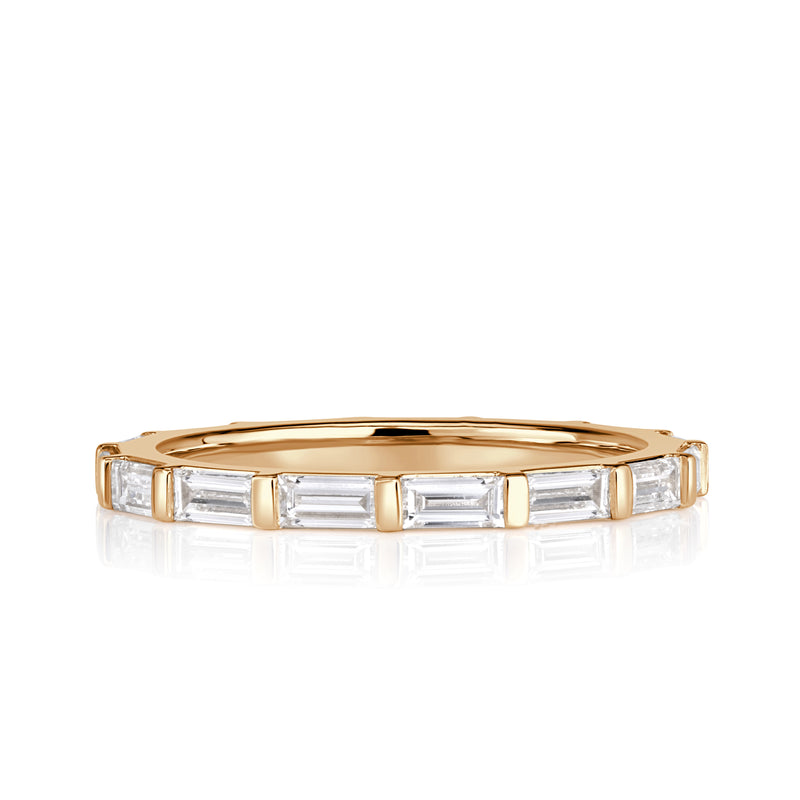 1.32ct Baguette Cut Diamond Wedding Band in 18k Champagne Yellow Gold