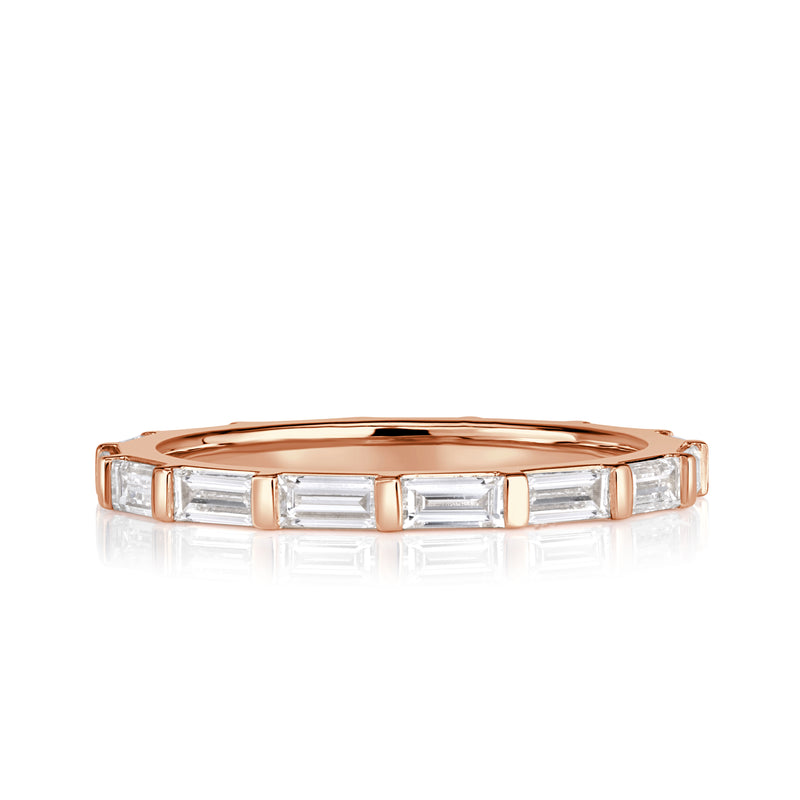 1.32ct Baguette Cut Diamond Wedding Band in 18k Rose Gold