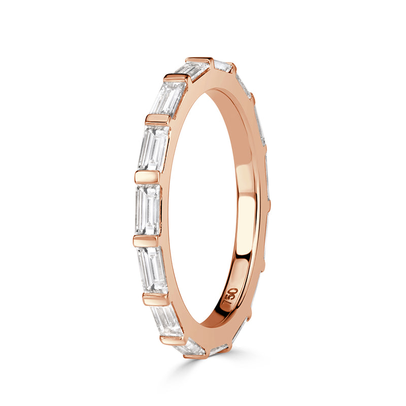 1.32ct Baguette Cut Diamond Wedding Band in 18k Rose Gold