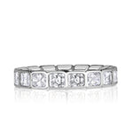 2.53ct Radiant Cut Diamond Bezel Set Eternity Band in 18K White Gold