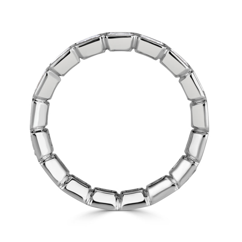 2.53ct Radiant Cut Diamond Bezel Set Eternity Band in 18K White Gold