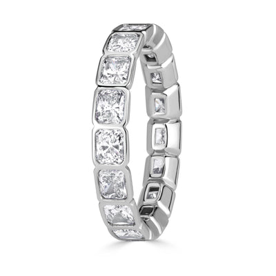 2.53ct Radiant Cut Diamond Bezel Set Eternity Band in 18K White Gold