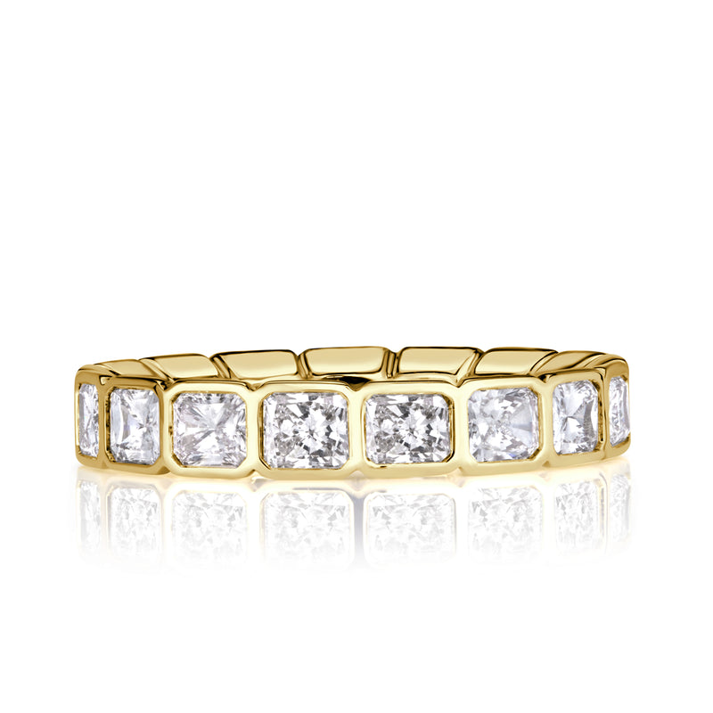 2.53ct Radiant Cut Diamond Bezel Set Eternity Band in 18K Yellow Gold