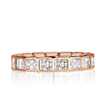 2.53ct Radiant Cut Diamond Bezel Set Eternity Band in 18K Rose Gold