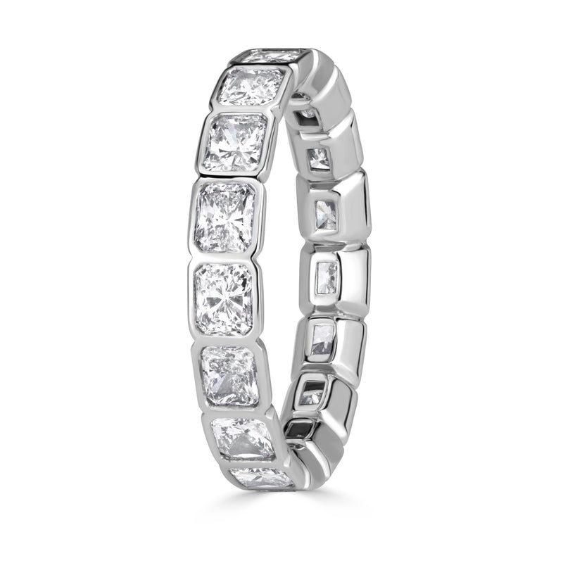 2.53ct Radiant Cut Diamond Bezel Set Eternity Band in Platinum