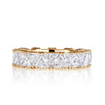 3.81ct Trillion Cut Diamond Eternity Band in 18k Champagne Yellow Gold