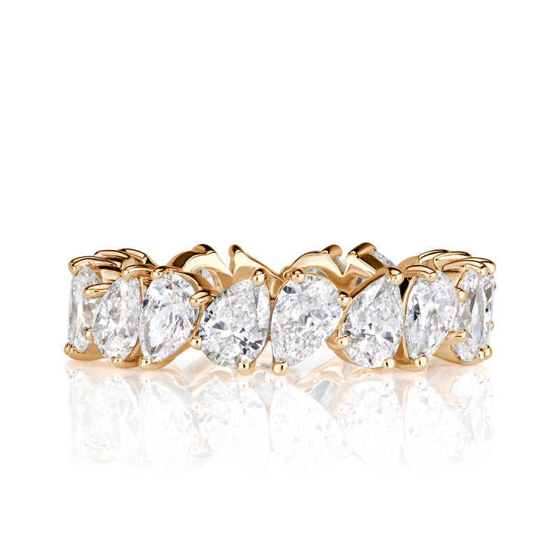 3.51ct Pear Shaped Diamond Eternity Band in 18K Champagne Yellow Gold