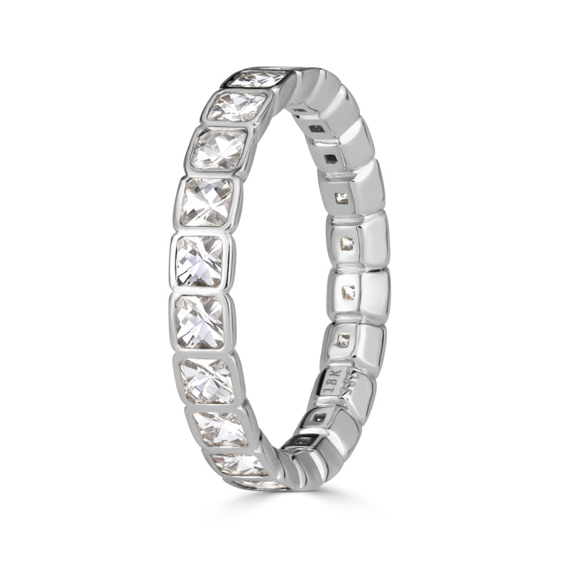 1.38ct Pixel Cut Bezel Set Diamond Eternity Band in 18k White Gold