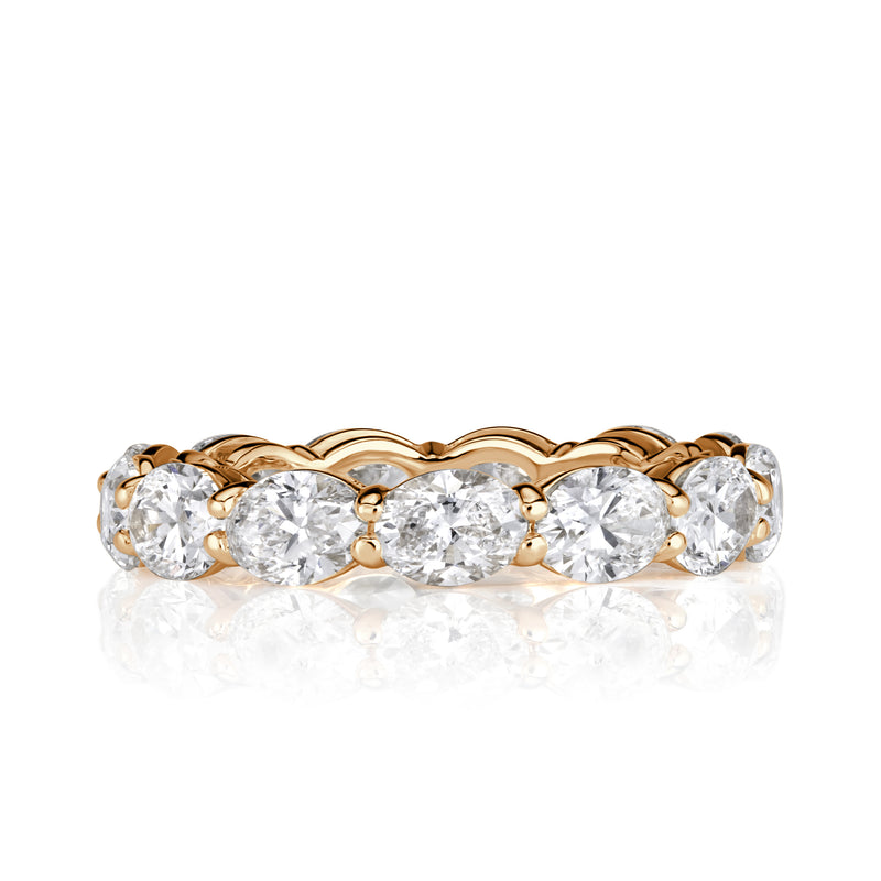 3.97ct Oval Cut Diamond Eternity Band in 18K Champagne Yellow Gold