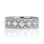 1.14ct Pixel Cut Diamond Milgrain Eternity Band in 18K White Gold