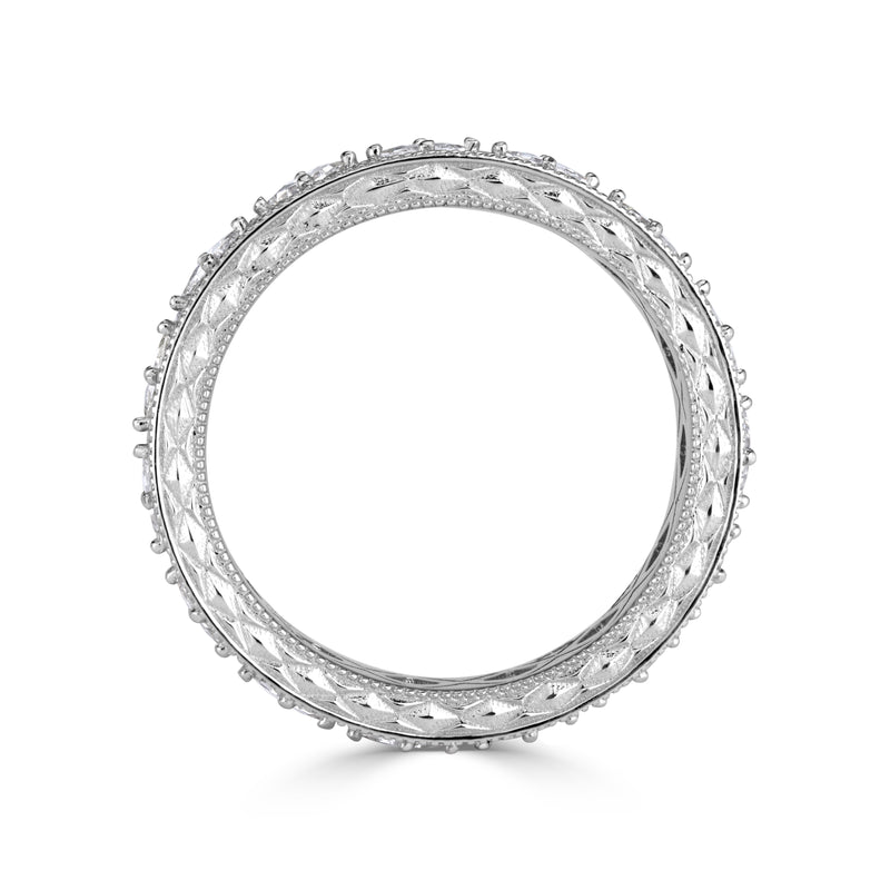 1.14ct Pixel Cut Diamond Milgrain Eternity Band in 18K White Gold