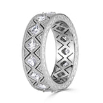 1.14ct Pixel Cut Diamond Milgrain Eternity Band in 18K White Gold