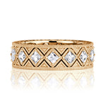 1.14ct Pixel Cut Diamond Milgrain Eternity Band in 18K Champagne Yellow Gold