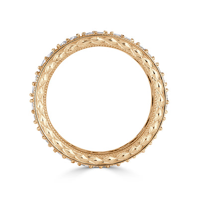 1.14ct Pixel Cut Diamond Milgrain Eternity Band in 18K Champagne Yellow Gold