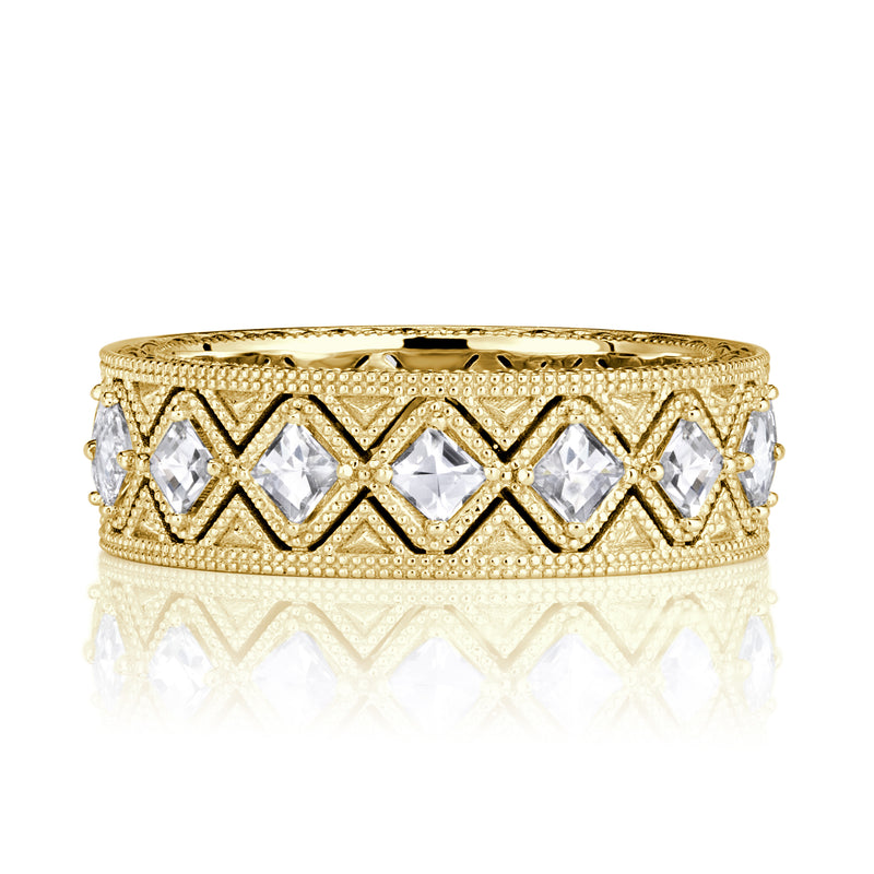 1.14ct Pixel Cut Diamond Milgrain Eternity Band in 18K Yellow Gold