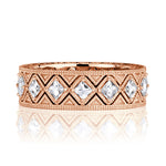 1.14ct Pixel Cut Diamond Milgrain Eternity Band in 18K Rose Gold