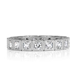 1.30 Pixel Cut Diamond Milgrain Eternity Band in 18K White Gold