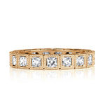 1.30 Pixel Cut Diamond Milgrain Eternity Band in 18K Champagne Yellow Gold