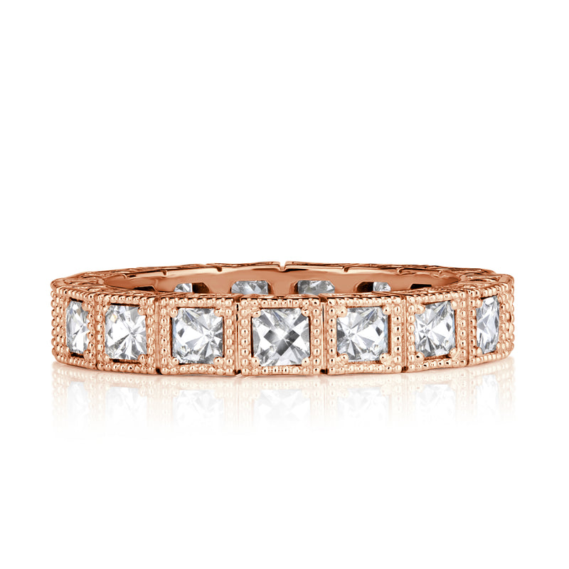 1.30 Pixel Cut Diamond Milgrain Eternity Band in 18K Rose Gold