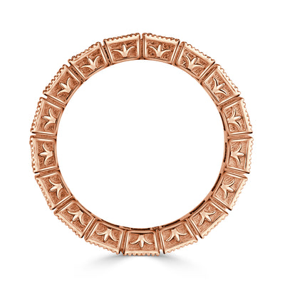 1.30 Pixel Cut Diamond Milgrain Eternity Band in 18K Rose Gold