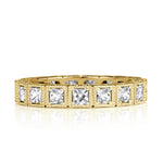 1.30 Pixel Cut Diamond Milgrain Eternity Band in 18K Yellow Gold