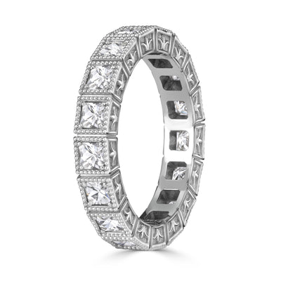 1.30 Pixel Cut Diamond Milgrain Eternity Band in Platinum