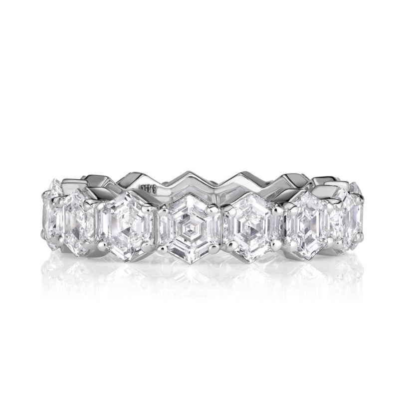 5.15 Hexagon Cut Diamond Eternity Band in 18K White Gold