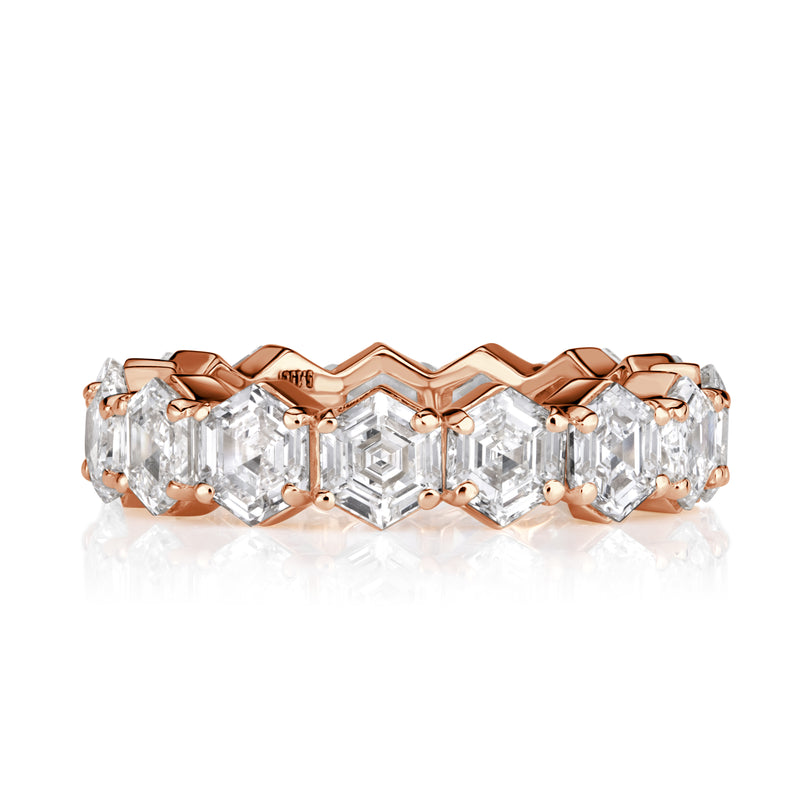 5.15 Hexagon Cut Diamond Eternity Band in 18K Rose Gold