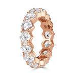 5.15 Hexagon Cut Diamond Eternity Band in 18K Rose Gold