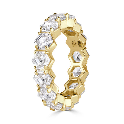 5.15 Hexagon Cut Diamond Eternity Band in 18K Yellow Gold