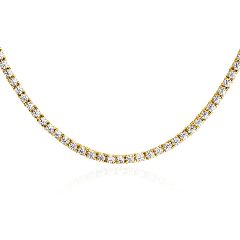 5.15ct Round Brilliant Cut Diamond Tennis Necklace in 14K Yellow Gold