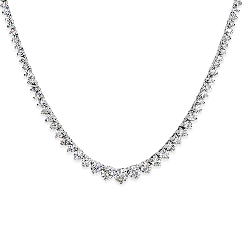 6.76ct Round Brilliant Cut Diamond Graduated Tennis Necklace in 14K White Gold