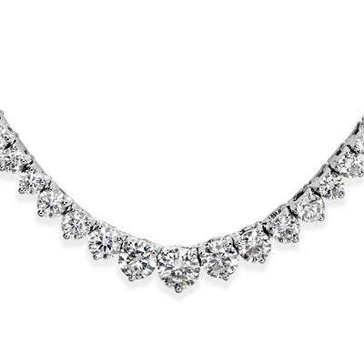 6.76ct Round Brilliant Cut Diamond Graduated Tennis Necklace in 14K White Gold