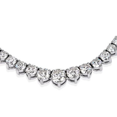 6.76ct Round Brilliant Cut Diamond Graduated Tennis Necklace in 14K White Gold