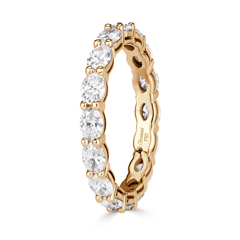 2.00ct Oval Cut Diamond Eternity Band in 18k Champagne Yellow Gold