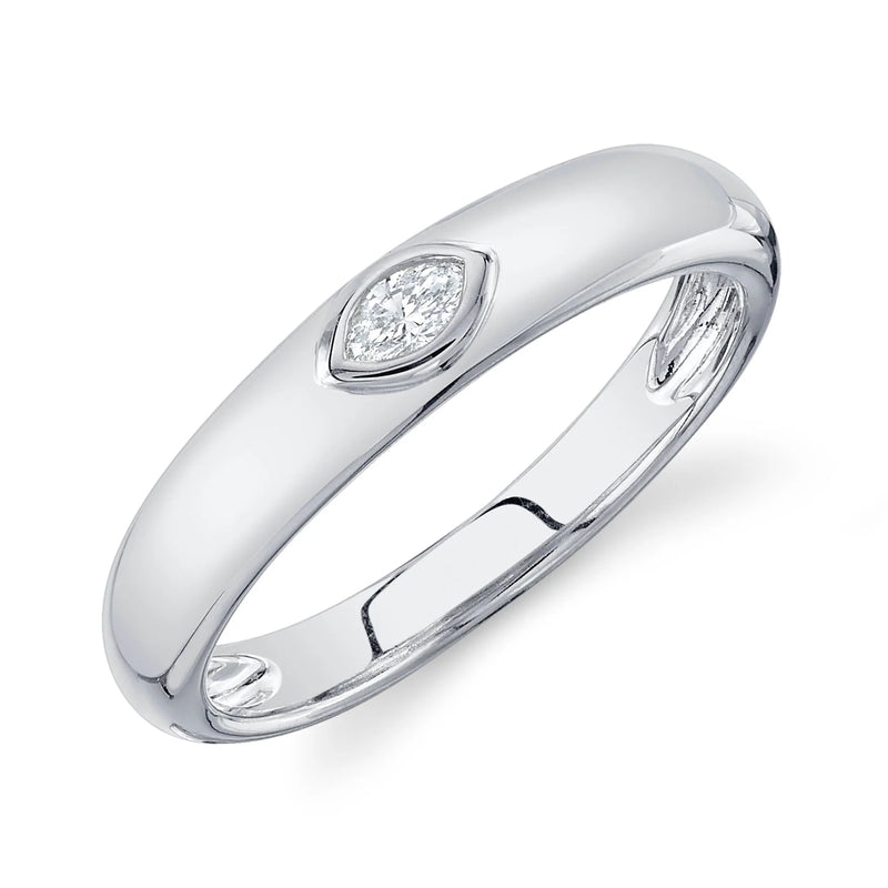 0.08ct Marquise Cut Bezel Diamond Band in 14K White Gold