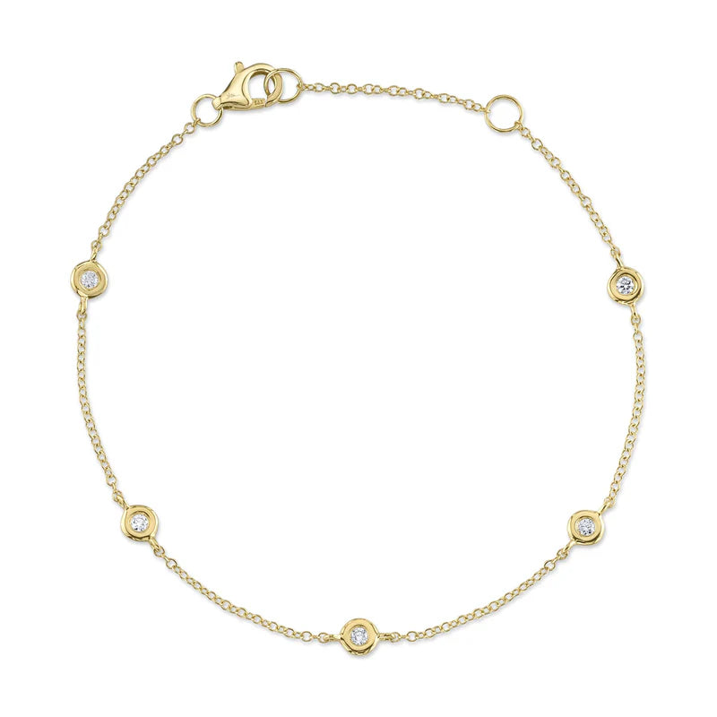 0.13ct Round Brilliant Cut Diamonds by the Yard Bracelet in 14k Yellow Gold